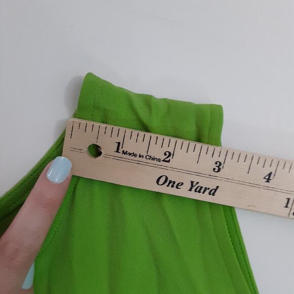 Vintage 90s 100% Silk Tunic Top Lime Green Neon Tank Womens 16 Scoop Neck Retro - Picture 10 of 10